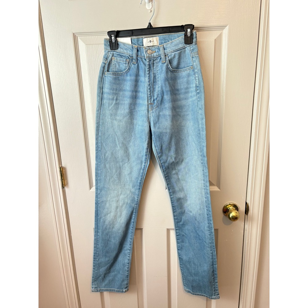 7 For All Mankind Easy Slim High Rise Jeans Light Wash Blue 7U394567 Size 24 NWT
